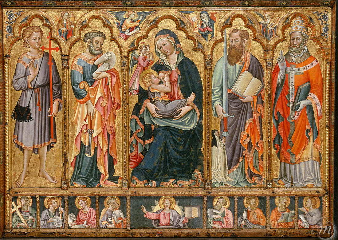 La Vierge allaitant entourée de plusieurs saints